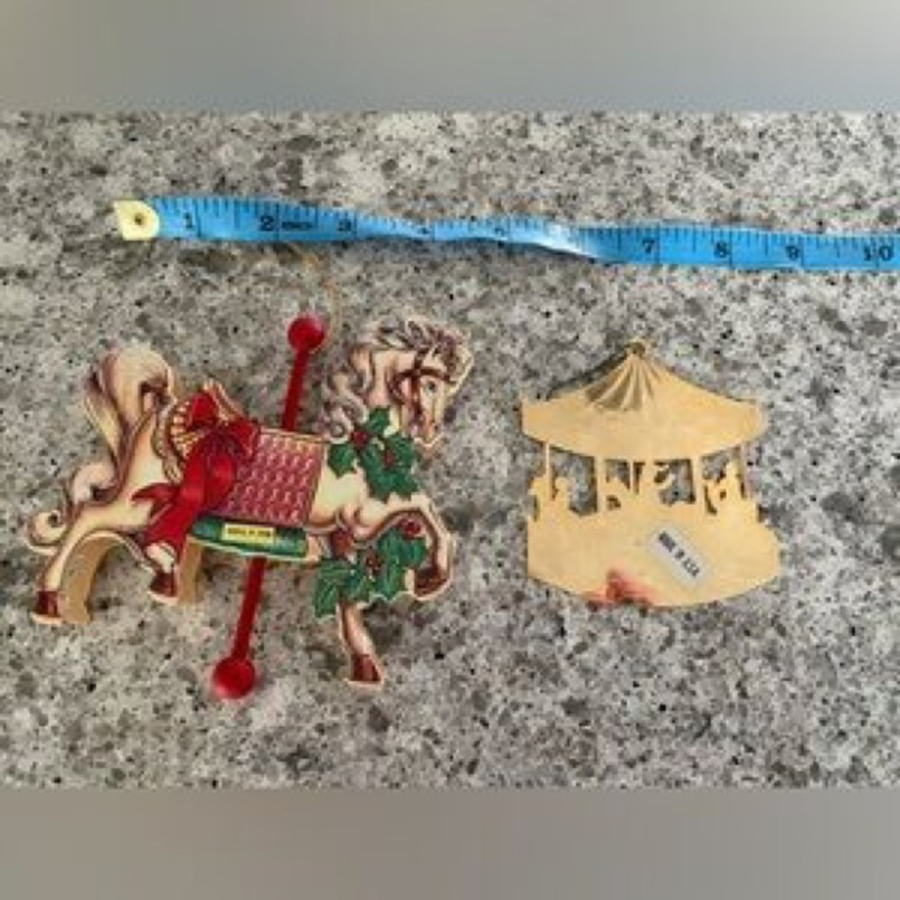 Holiday Carousel Horse and Merry-Go-Round Ornaments - Red, Green, Gold - Picture 3 of 4